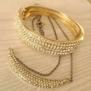 The Limited Crescent Sparkling Gold colored Necklace and Bracelet set
